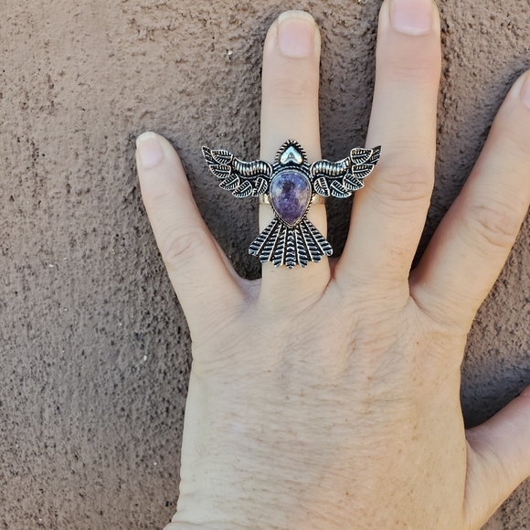 New Lepidolite 925 Silver Mystic Ring. - Picture 12 of 16